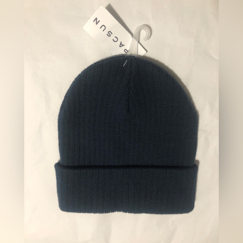 PACSUN Cable Knit Ribbed Beanie Hat Navy Blue Unisex NWT One Size